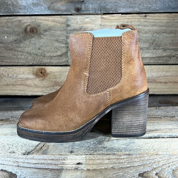 Diba True Sereta Suede Bootie - Cognac - 7.5 - Cognac Leather - Picture 1 of 10